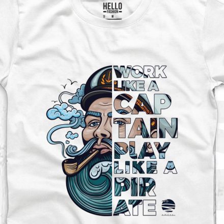 CAPTAIN OR PIRATE FÉRFI KEREK NYAKÚ PÓLÓ FEHÉR