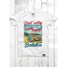 DONT WORRY BEACH HAPPY FÉRFI KEREK NYAKÚ PÓLÓ FEHÉR