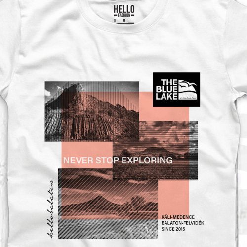 NEVER STOP EXPLORE FÉRFI KEREK NYAKÚ PÓLÓ FEHÉR