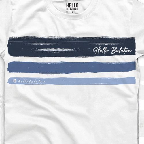 KÉK CSÍKOS FÉRFI KEREK NYAKÚ PÓLÓ FEHÉR