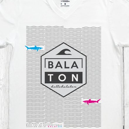 BALATONI CÁPA FÉRFI V NYAKÚ PÓLÓ FEHÉR