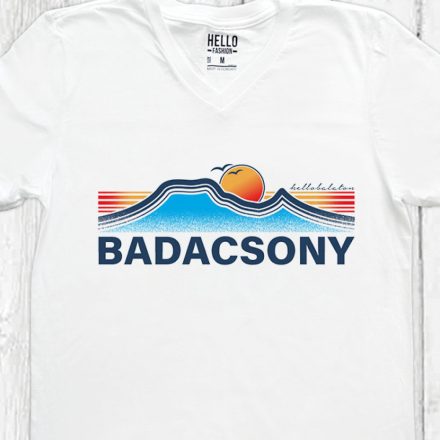 KÉK BADACSONY FÉRFI V NYAKÚ PÓLÓ FEHÉR