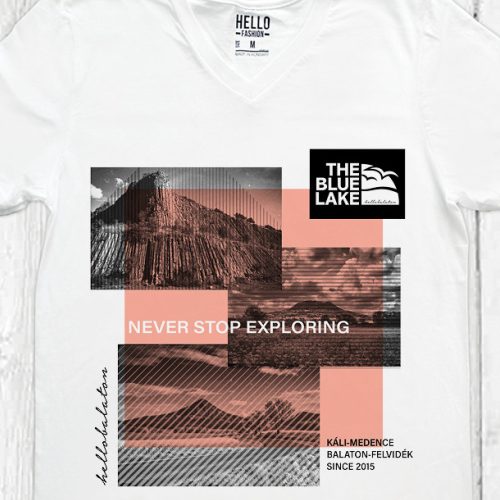 NEVER STOP EXPLORE FÉRFI V NYAKÚ PÓLÓ FEHÉR