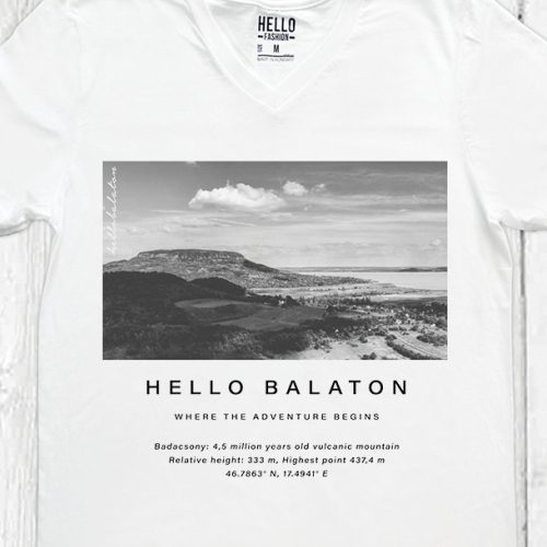 FEKETE FEHÉR BADACSONY FÉRFI V NYAKÚ PÓLÓ FEHÉR