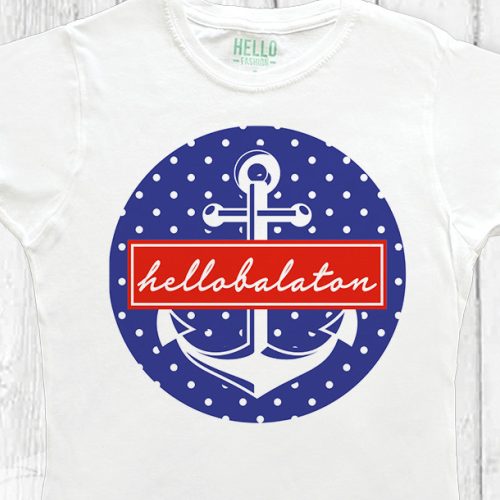 PÖTTYÖS HORGONYOS KEREKNYAKÚ NŐI PÓLÓ FEHÉR