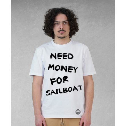NEED MONEY FÉRFI ORG. PAMUT PÓLÓ FEHÉR