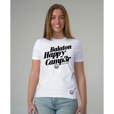 HAPPY CAMPER NŐI ORG. PAMUT PÓLÓ FEHÉR