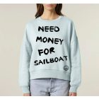 NEED MONEY NŐI ORG. PAMUT PULÓVER JÉGKÉK