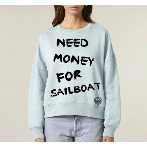 NEED MONEY NŐI ORG. PAMUT PULÓVER JÉGKÉK