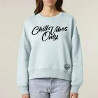 CHILL VIBES NŐI ORG. PAMUT PULÓVER JÉGKÉK