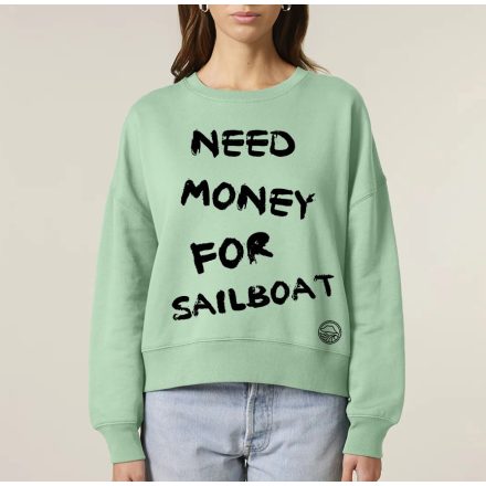 NEED MONEY NŐI ORG. PAMUT PULÓVER ZÖLD