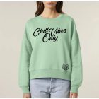 CHILL VIBES NŐI ORG. PAMUT PULÓVER ZÖLD