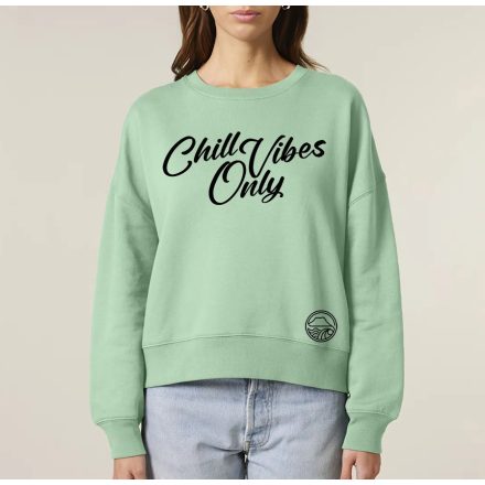 CHILL VIBES NŐI ORG. PAMUT PULÓVER ZÖLD