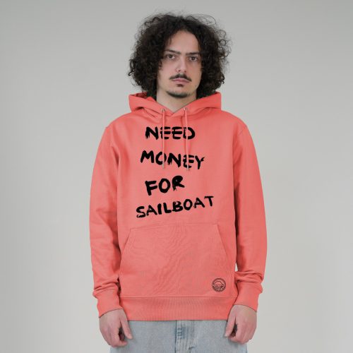 NEED MONEY UNISEX ORG. PAMUT HOODIE KORALL