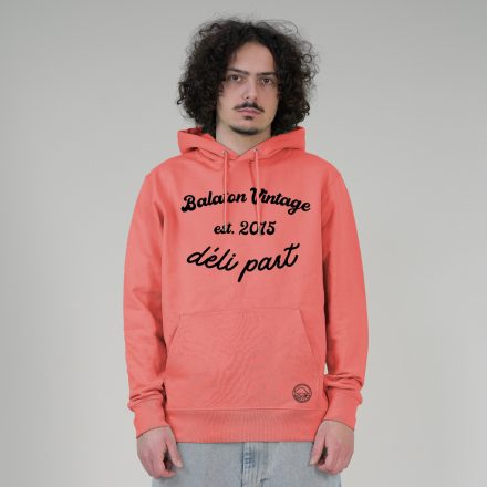 DÉLI PART  UNISEX ORG. PAMUT HOODIE KORALL