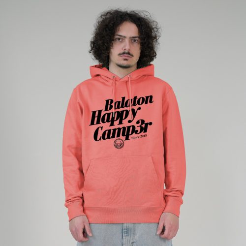 HAPPY CAMPER UNISEX ORG. PAMUT HOODIE KORALL