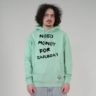 NEED MONEY UNISEX ORG. PAMUT HOODIE ZÖLD